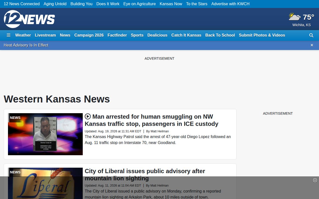 KWCH regional Sherman County arrest news section